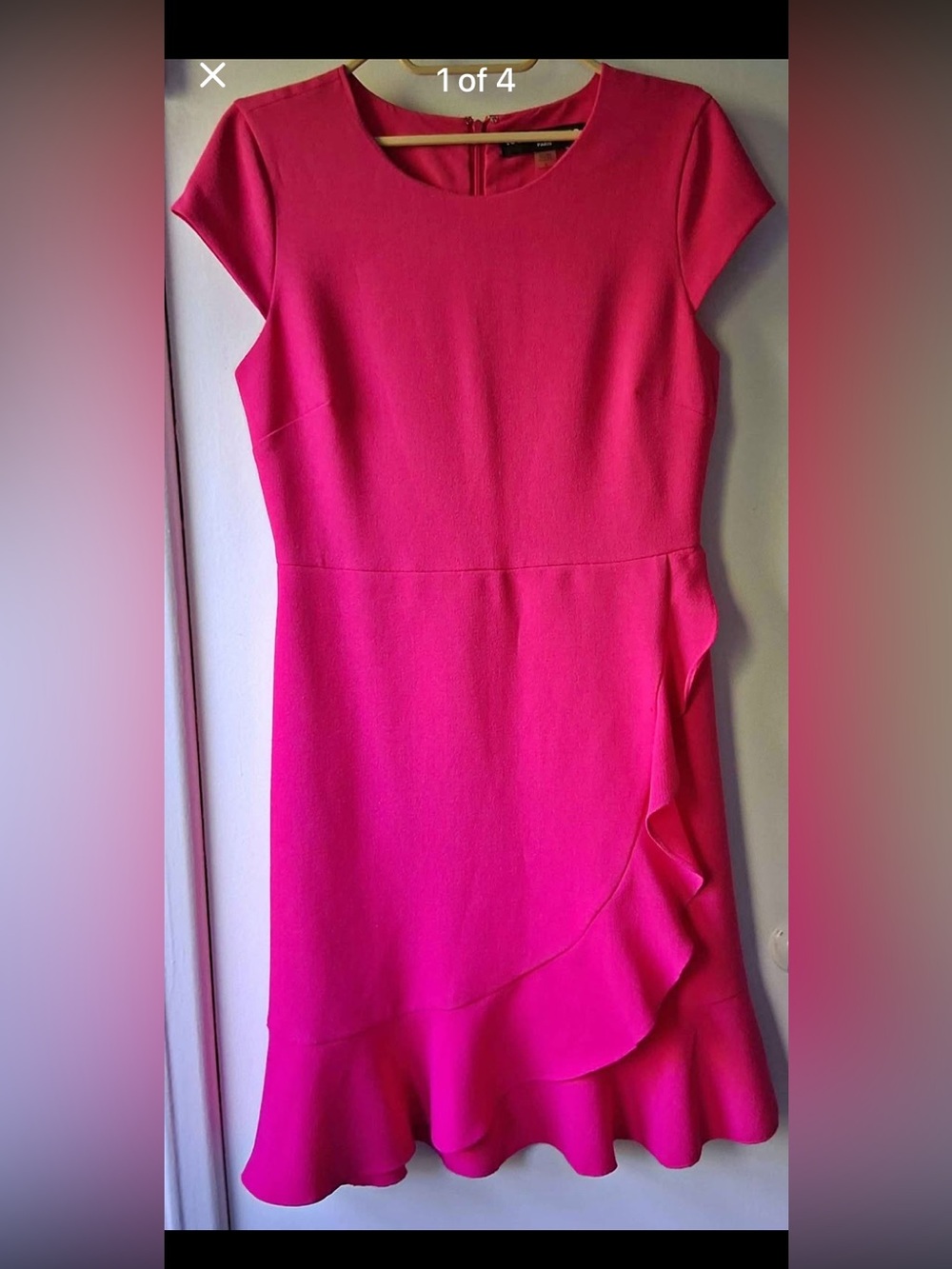 Karl Lagerfeld Hot Pink Ruffle-Trim Dress